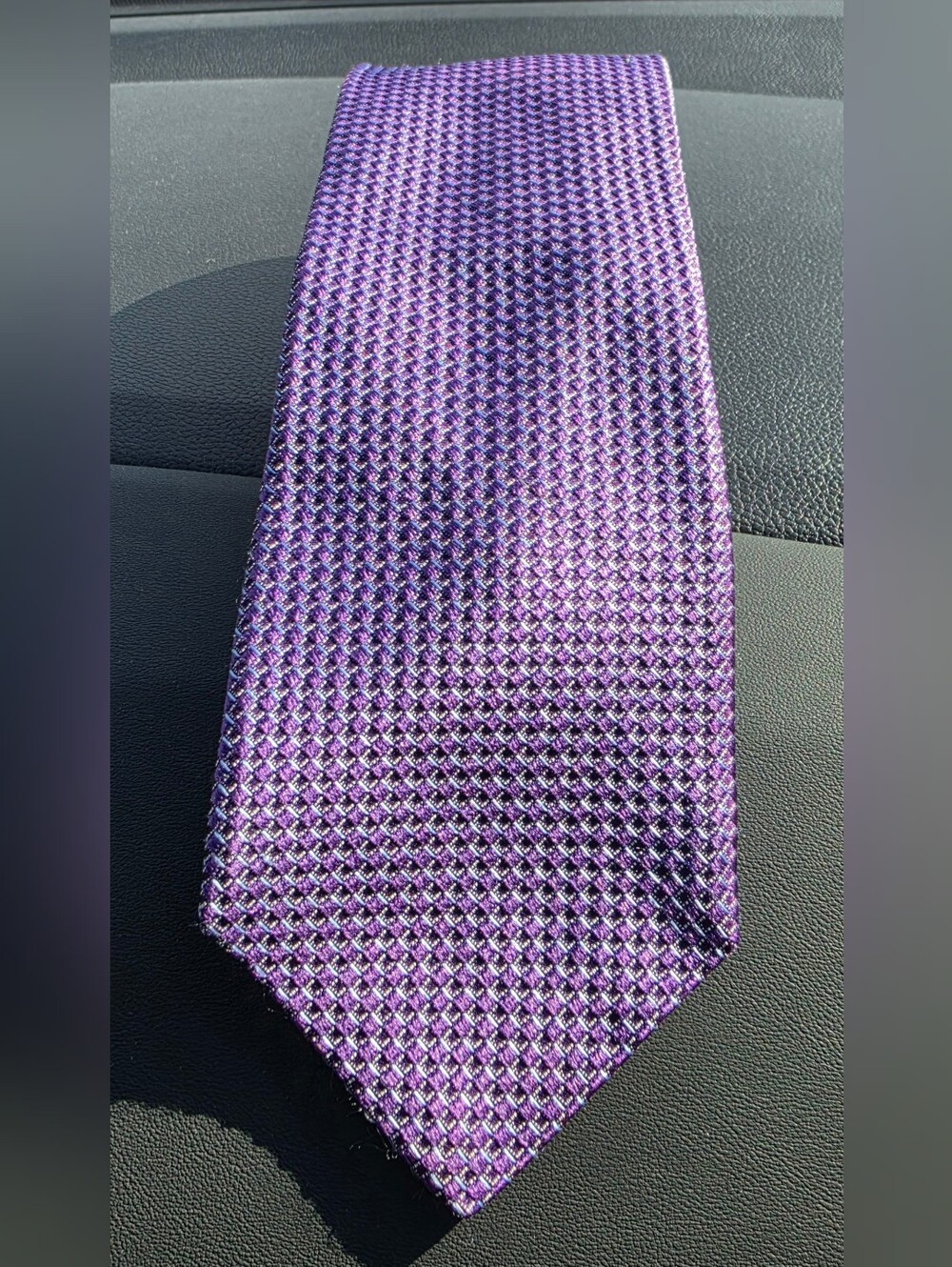 Michael Kors Silk Purple Textured Geometric Tie
